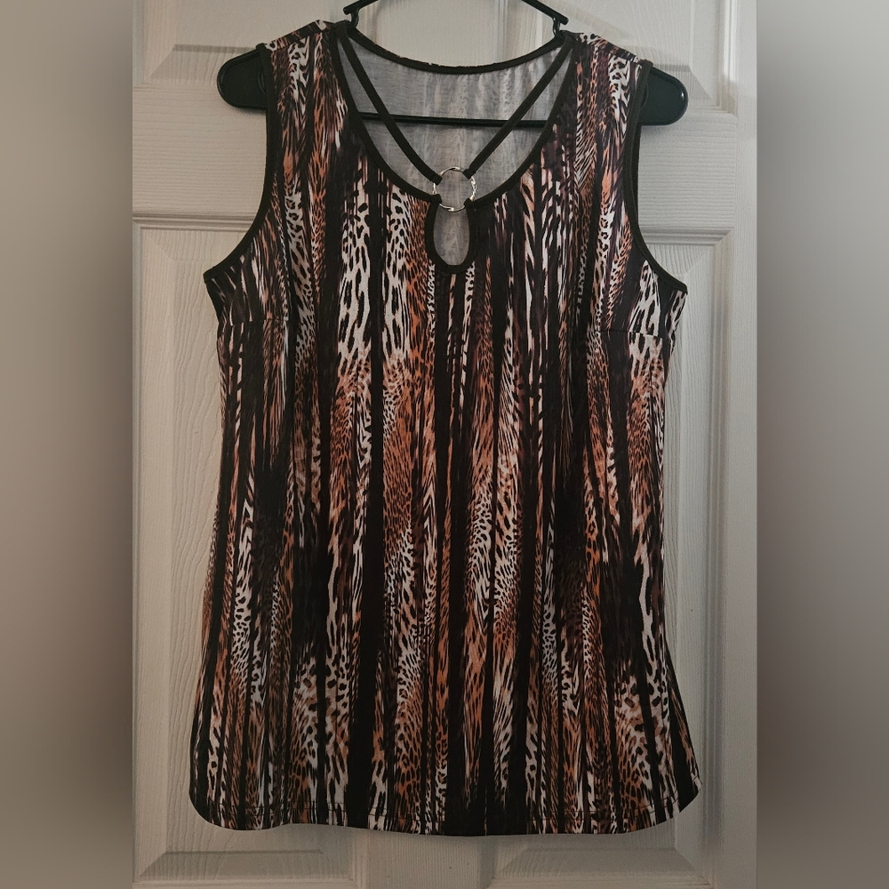Animal Print Sleeveless Blouse